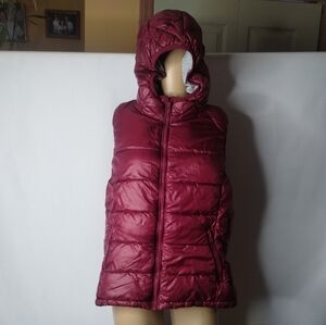 Women's Tangerine Puffer Vest with Hood Ladies XXL